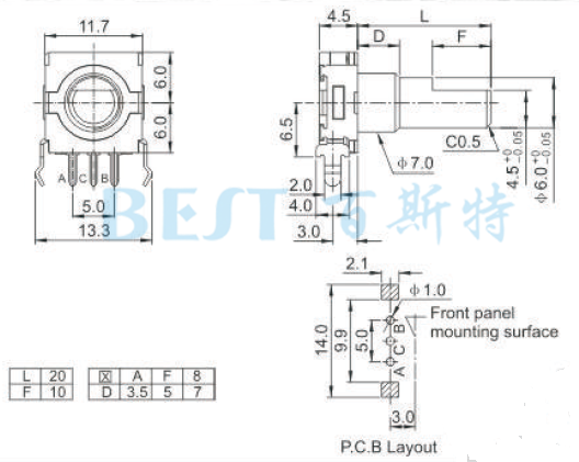編碼器EC11E0參考圖紙 編碼器EC11E0參考圖紙